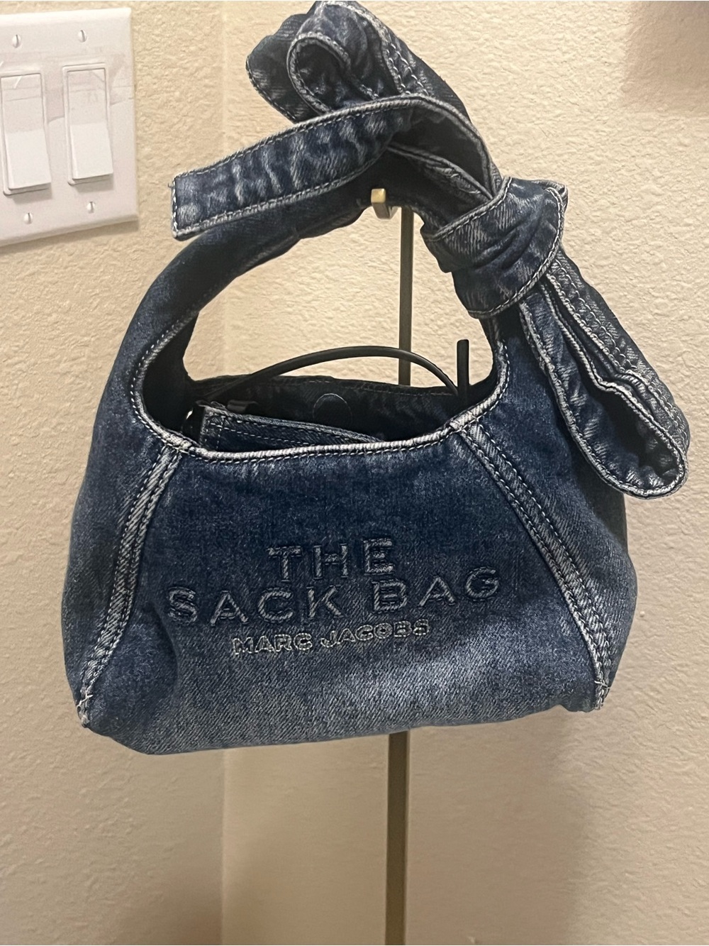 Marc Jacobs Denim The Sack Bag Shoulder Tote - Dark Blue